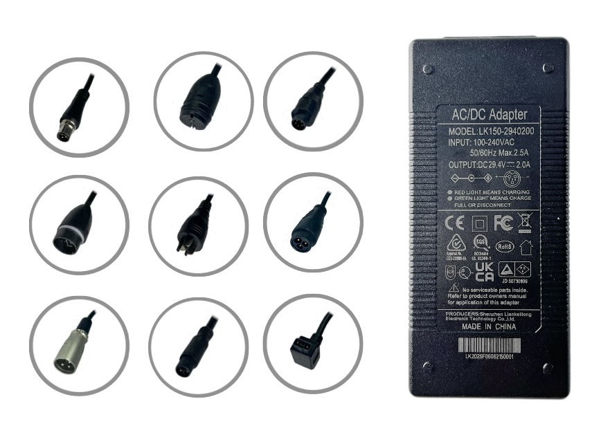 12.6V 4A 16.8V3A 29.4V2A Lithium Battery Charger for DC5521 Fast Charging Adapter for Ebike Scooter Power Supply Adapter
